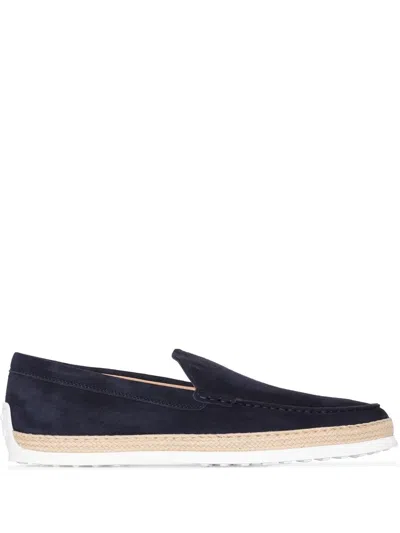 Tod's Suede Espadrille Loafers In Blue