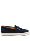 Tod's Suede Gomma Rafia Loafers In Blue
