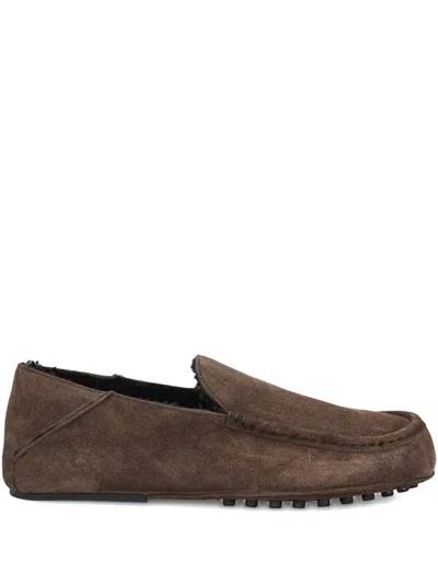 Tod's Suede Flat Loafers In Brown