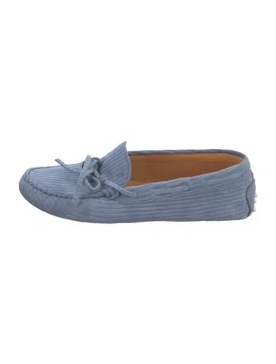 Pre-owned Tod's Suede Flats In Blue