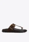 Tod's Buckle Detail Flat Sole Open Toe Slide In Brown