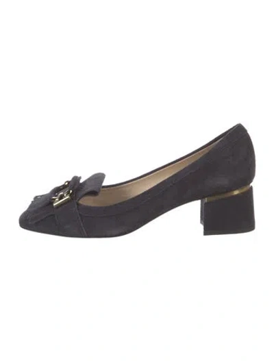 Pre-owned Tod's Suede Fringe Trim Accent Pumps In Blue