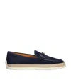 Tod's Suede Gomma Rafia Loafers In Navy
