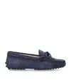 Tod's Bow-detail Suede Mocassins In Navy