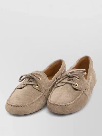 Tod's Suede Gommino Boat Loafer Shoes In Brown
