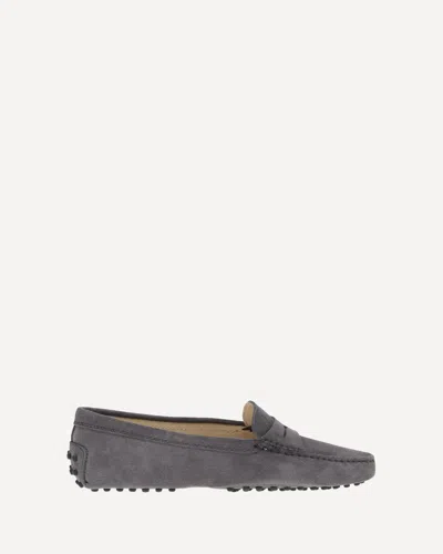 Tod's Suede Gommino Loafers In Gray