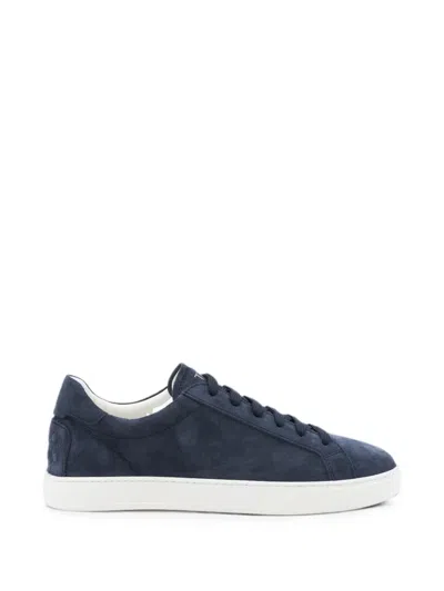 Tod's Suede Sneakers Round Toe Rubber Sole In Blue