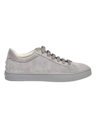 Tod's Suede Grey Sneakers In Gray