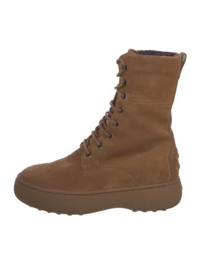 Pre-owned Tod's Suede Hiking Boots In Neutral