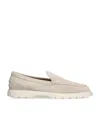 Tod's Suede Ibridro Loafers In Grey