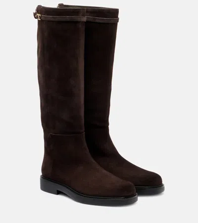 Tod's Suede Knee-high Boots In Brown
