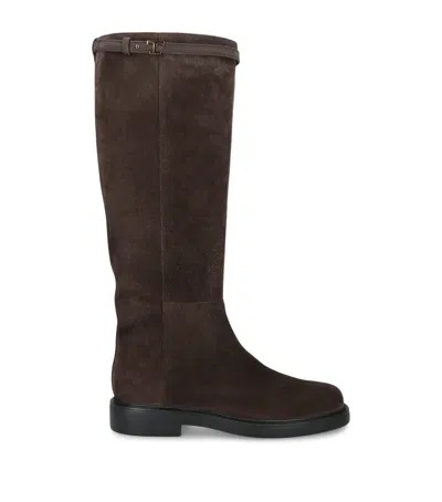 Tod's Suede Knee-high Boots In Brown