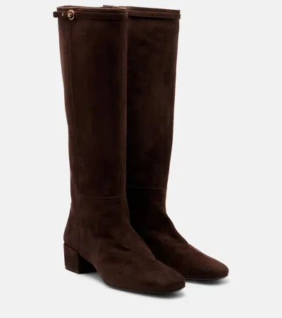 Tod's Suede Knee-high Boots In Brown