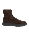 Tod's Striped Suede Ankle Boots With Chunky Rubber Sole For Men In Black