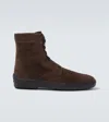 Tod's Striped Suede Ankle Boots With Chunky Rubber Sole For Men In Brown
