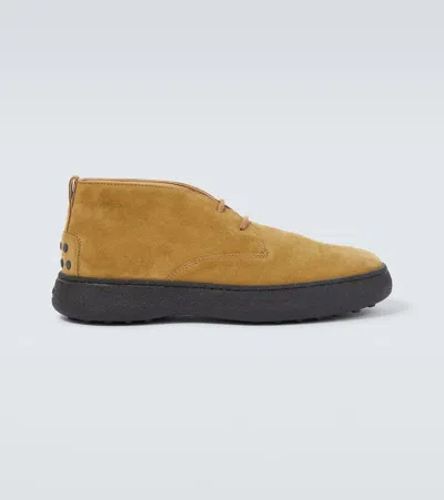 Tod's Suede Lace-up Boots In Beige