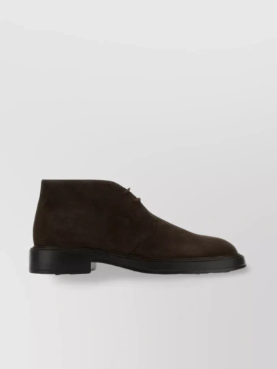 TOD'S SUEDE LACE-UP SHOES WITH ROUND TOE