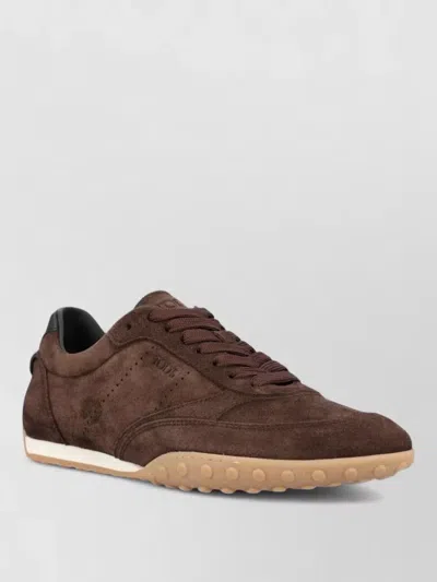 Tod's Suede Lace Up Sneakers Rubber Sole In Brown