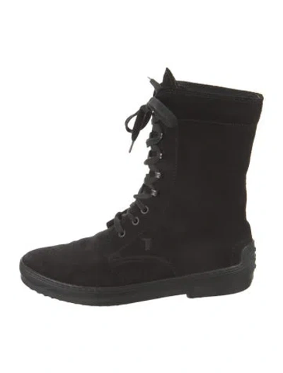 Pre-owned Tod's Suede Lace-up Boots In Black