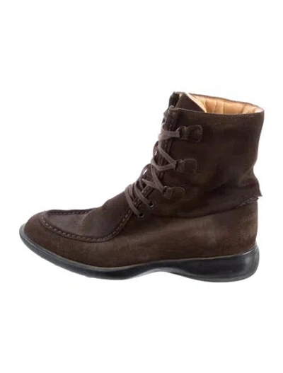 Pre-owned Tod's Suede Lace-up Boots In Black