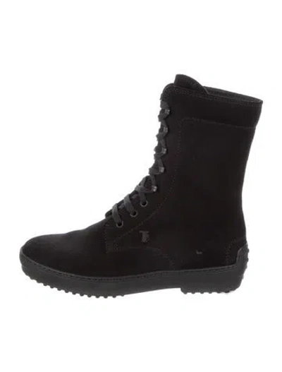 Pre-owned Tod's Suede Lace-up Boots In Black