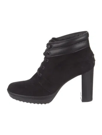 Pre-owned Tod's Suede Lace-up Boots In Black