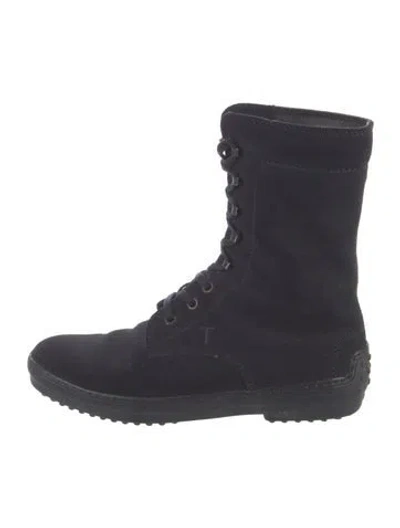 Pre-owned Tod's Suede Lace-up Boots In Black