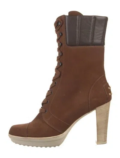Pre-owned Tod's Suede Lace-up Boots In Brown