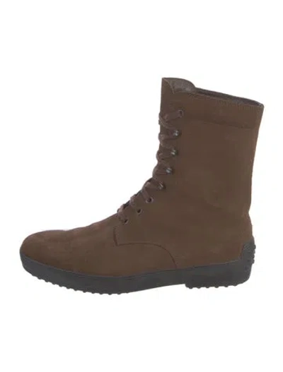 Pre-owned Tod's Suede Lace-up Boots In Brown