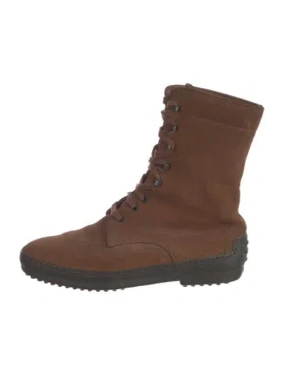Pre-owned Tod's Suede Lace-up Boots In Brown