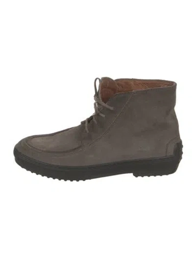 Pre-owned Tod's Suede Lace-up Boots In Gray