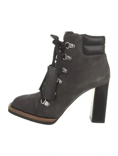 Pre-owned Tod's Suede Lace-up Boots In Gray