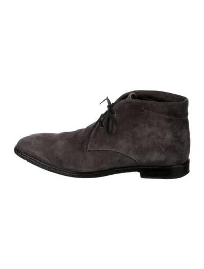 Pre-owned Tod's Suede Lace-up Boots In Gray