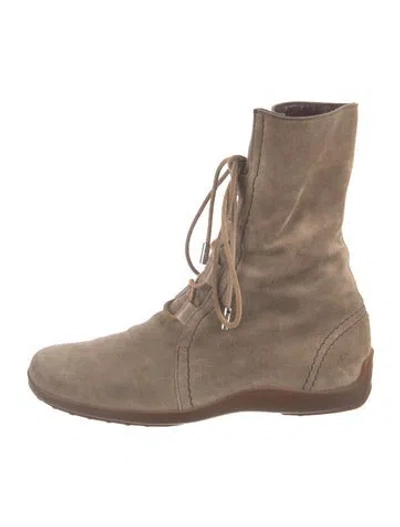 Pre-owned Tod's Suede Lace-up Boots In Neutrals