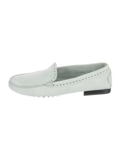 Pre-owned Tod's Suede Lasercut Accents Loafers In Blue