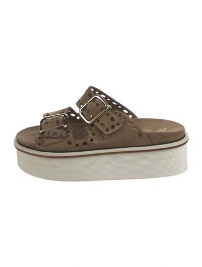 Pre-owned Tod's Suede Lasercut Accents Sandals In Brown