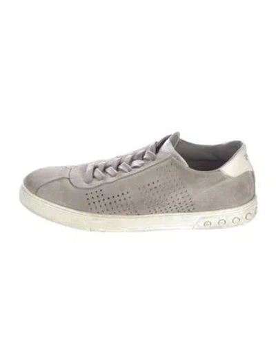 Pre-owned Tod's Suede Lasercut Accents Sneakers In Gray
