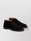Tod's Suede Ankle Boot With Elastic Drawstring In Silver