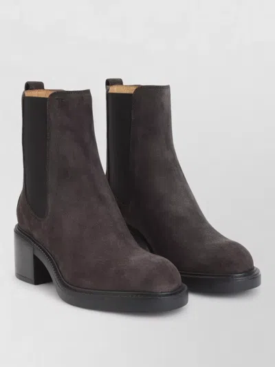 Tod's Suede Leather Ankle Boots In Brown