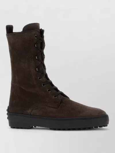 Tod's Suede Leather Ankle Boots In Brown