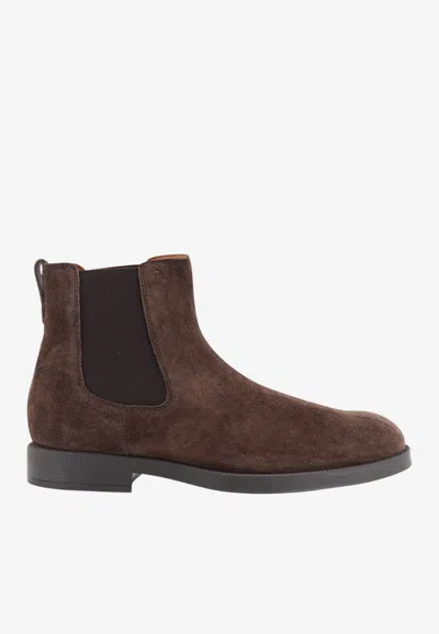 Tod's Suede Leather Ankle Boots In Animal Print
