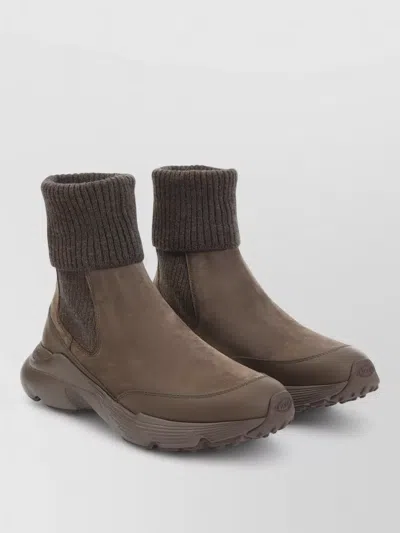 Tod's Suede Leather Boots In Brown