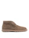 Tod's Lace-up Suede Ankle Boots In Marrón