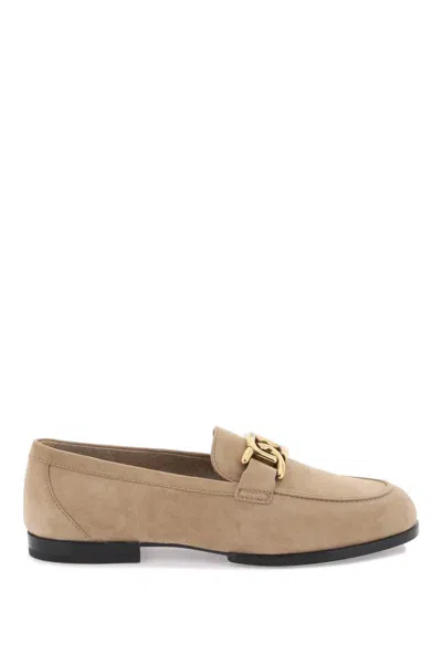 Tod's Suede Leather Kate Loafers In In Neutral