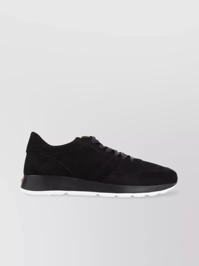 Tod's Suede Leather Lace-up Sneakers With Rubber Sole In Black