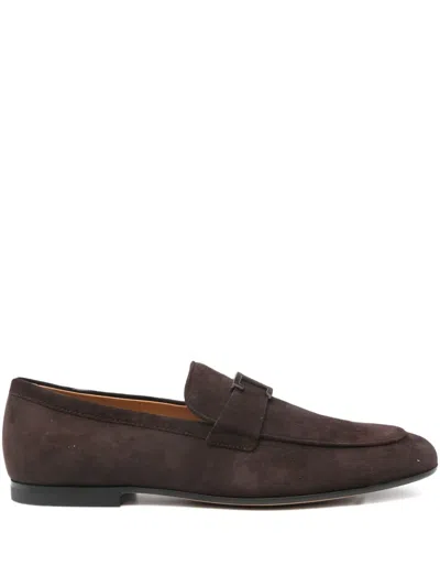 Tod's Suede Leather Loafers In Brown