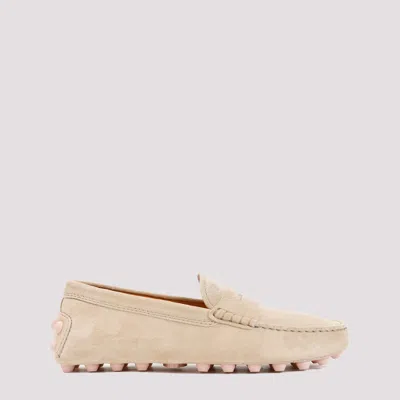 Tod's Suede Leather Loafers In Neutral