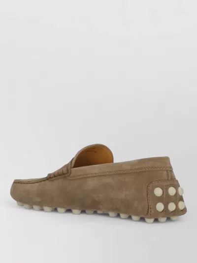 Tod's Suede Leather Loafers Moc Toe Penny Strap In Brown