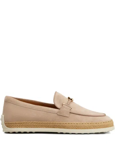 Tod's Suede-leather Loafers In Neutral