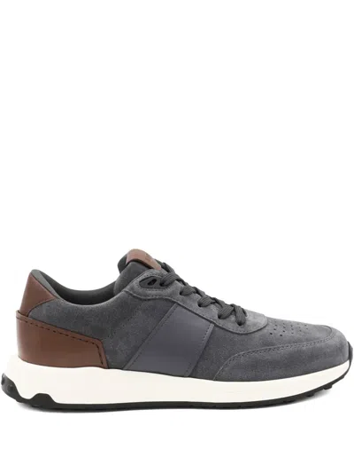 Tod's Suede Leather Panel Trainers In Blue